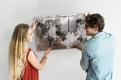 Magnetic photo board World map concrete