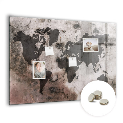 Magnetic photo board World map concrete