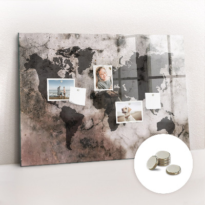 Magnetic photo board World map concrete