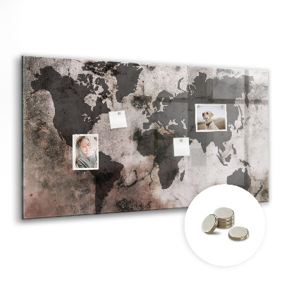 Magnetic photo board World map concrete