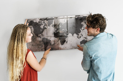 Magnetic photo board World map concrete