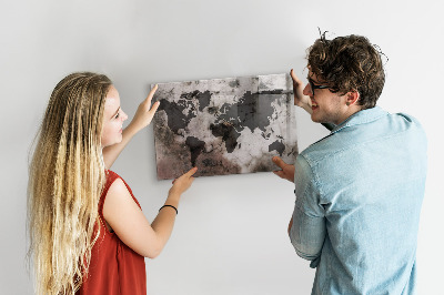 Magnetic photo board World map concrete