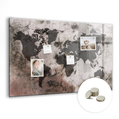 Magnetic photo board World map concrete