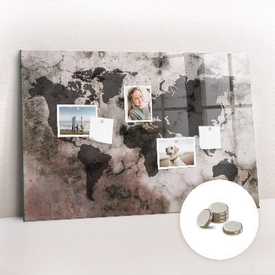 Magnetic photo board World map concrete