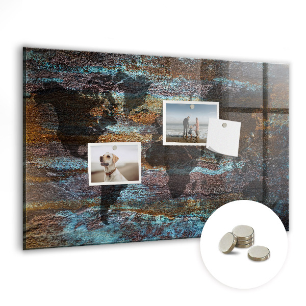 Magnetic photo board World map rust