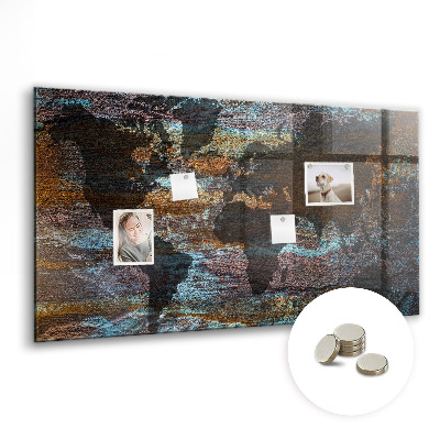 Magnetic photo board World map rust