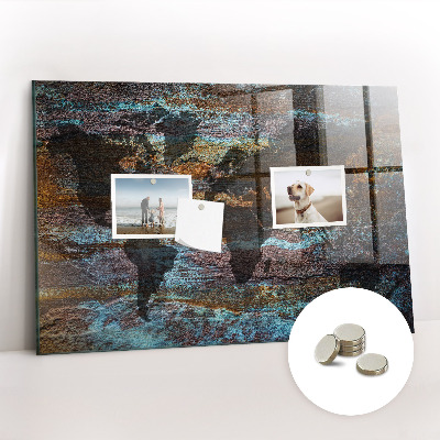 Magnetic photo board World map rust