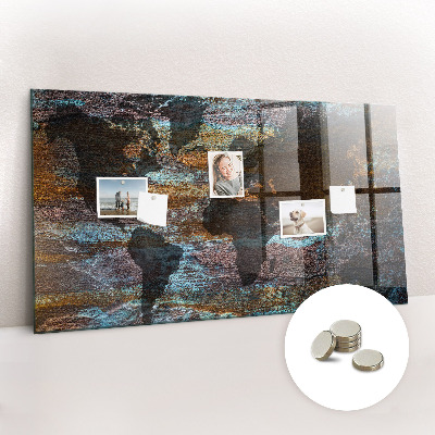 Magnetic photo board World map rust
