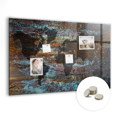 Magnetic photo board World map rust