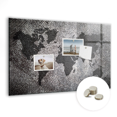 Magnetic photo board World map concrete