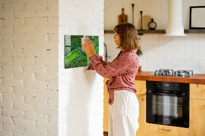 Magnetic notice board for kitchen River in the forest