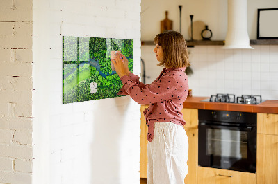 Magnetic notice board for kitchen River in the forest