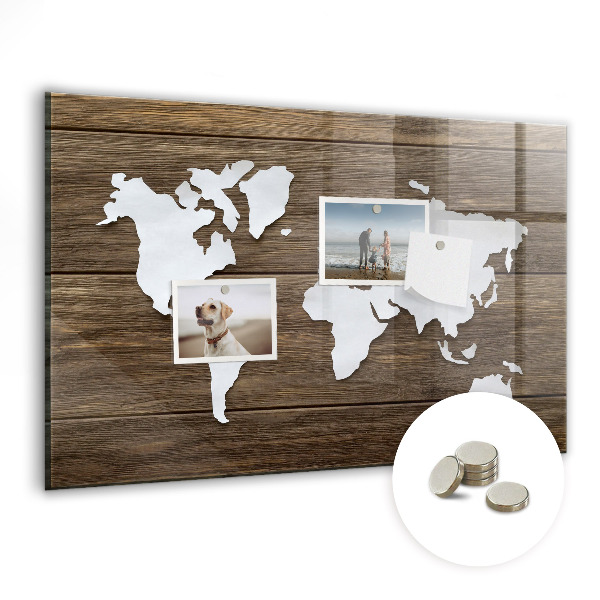 Magnetic photo board World map on the boards