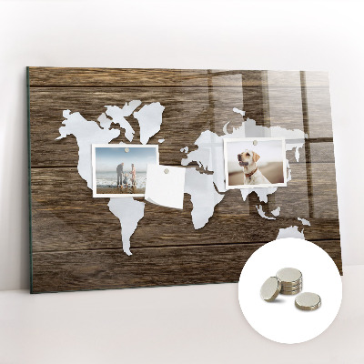 Magnetic photo board World map on the boards