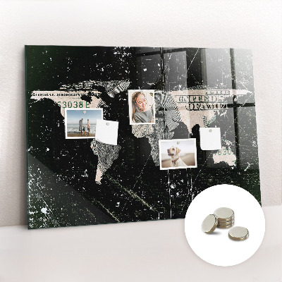 Magnetic photo board World map dollar