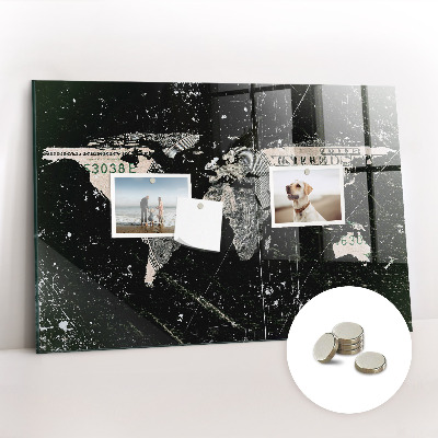 Magnetic photo board World map dollar