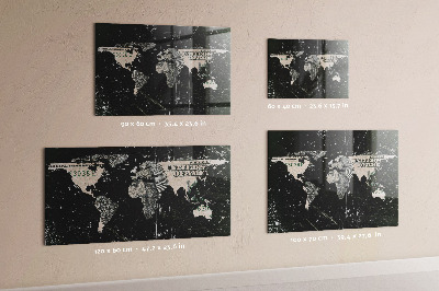 Magnetic photo board World map dollar