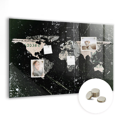 Magnetic photo board World map dollar