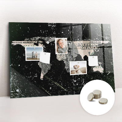 Magnetic photo board World map dollar