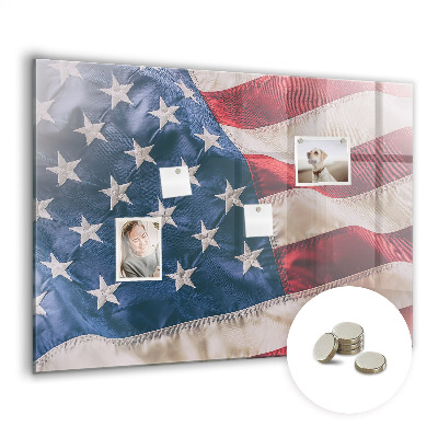 Glass magnetic board American flag