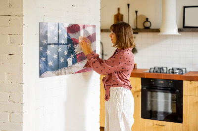 Glass magnetic board American flag