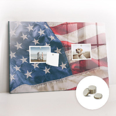 Glass magnetic board American flag