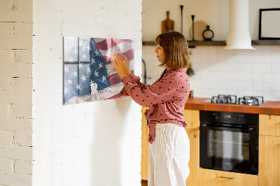 Glass magnetic board American flag