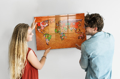 Magnetic photo board World map with flags