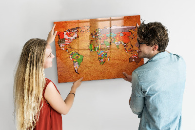 Magnetic photo board World map with flags