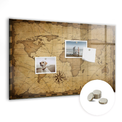 Magnetic photo board Vintage world map