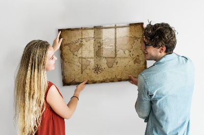 Magnetic photo board Vintage world map