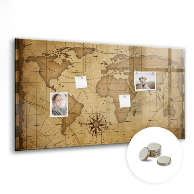 Magnetic photo board Vintage world map