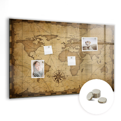 Magnetic photo board Vintage world map