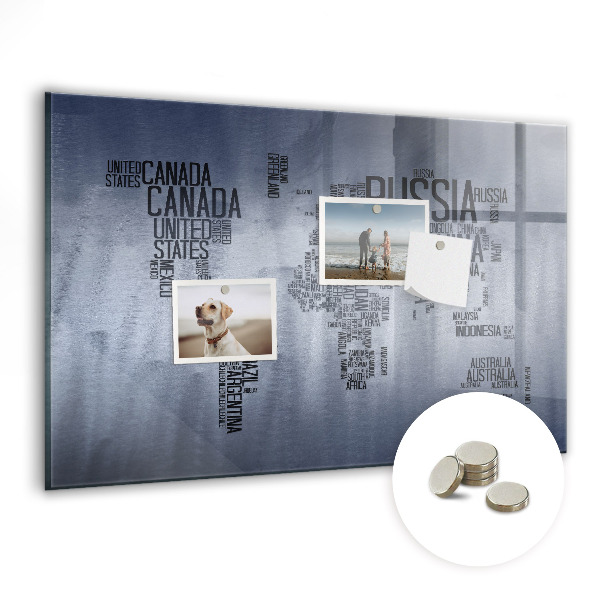 Magnetic photo board Names of countries map