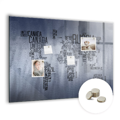 Magnetic photo board Names of countries map