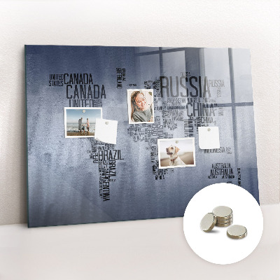 Magnetic photo board Names of countries map