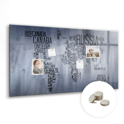 Magnetic photo board Names of countries map