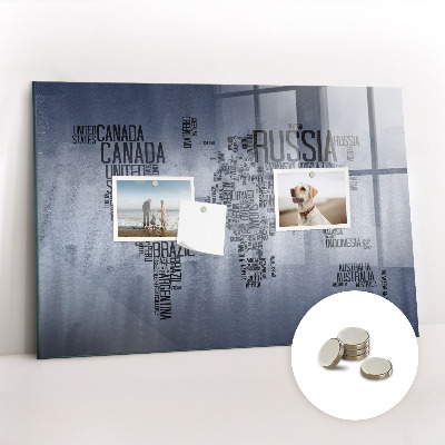 Magnetic photo board Names of countries map