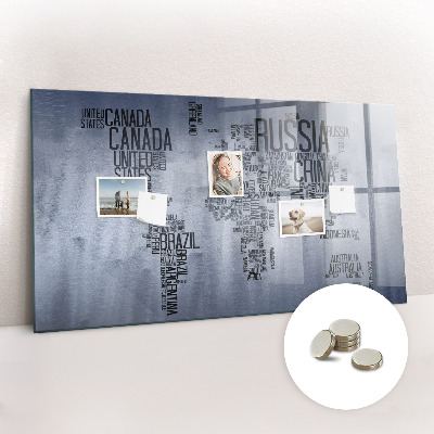 Magnetic photo board Names of countries map