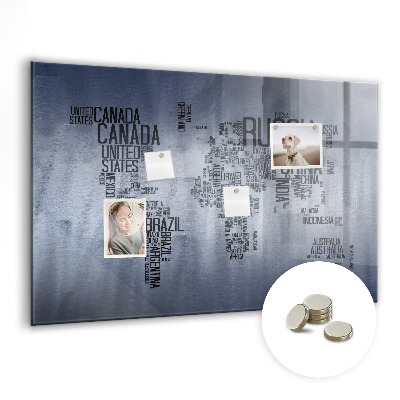 Magnetic photo board Names of countries map