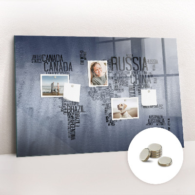 Magnetic photo board Names of countries map