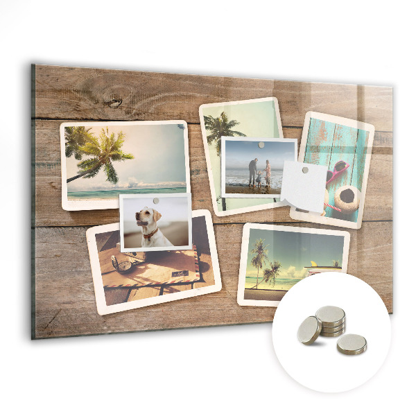 Glass magnetic board Polaroid photos