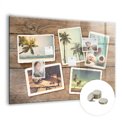 Glass magnetic board Polaroid photos