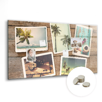 Glass magnetic board Polaroid photos