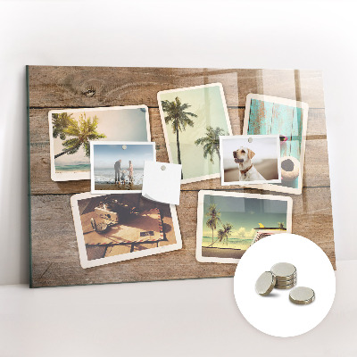 Glass magnetic board Polaroid photos