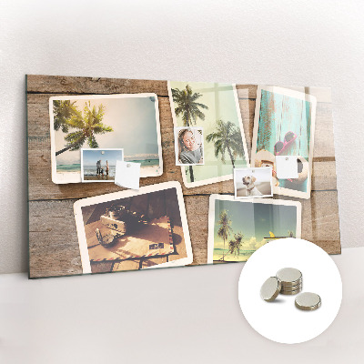 Glass magnetic board Polaroid photos