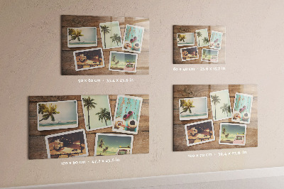 Glass magnetic board Polaroid photos