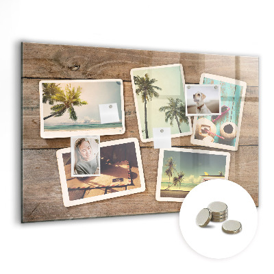 Glass magnetic board Polaroid photos