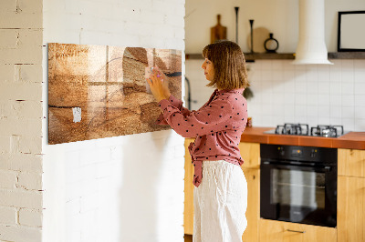 Magnetic notice board for kitchen Wood texture