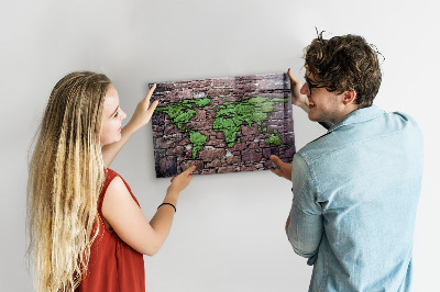 Magnetic photo board World map brick